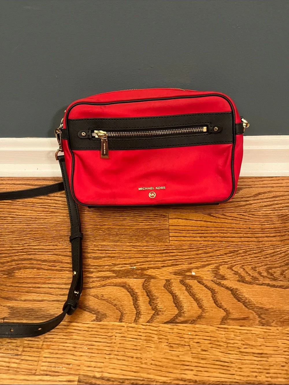Michael Kors Jet Set Charm Nylon Red Crossbody Bag